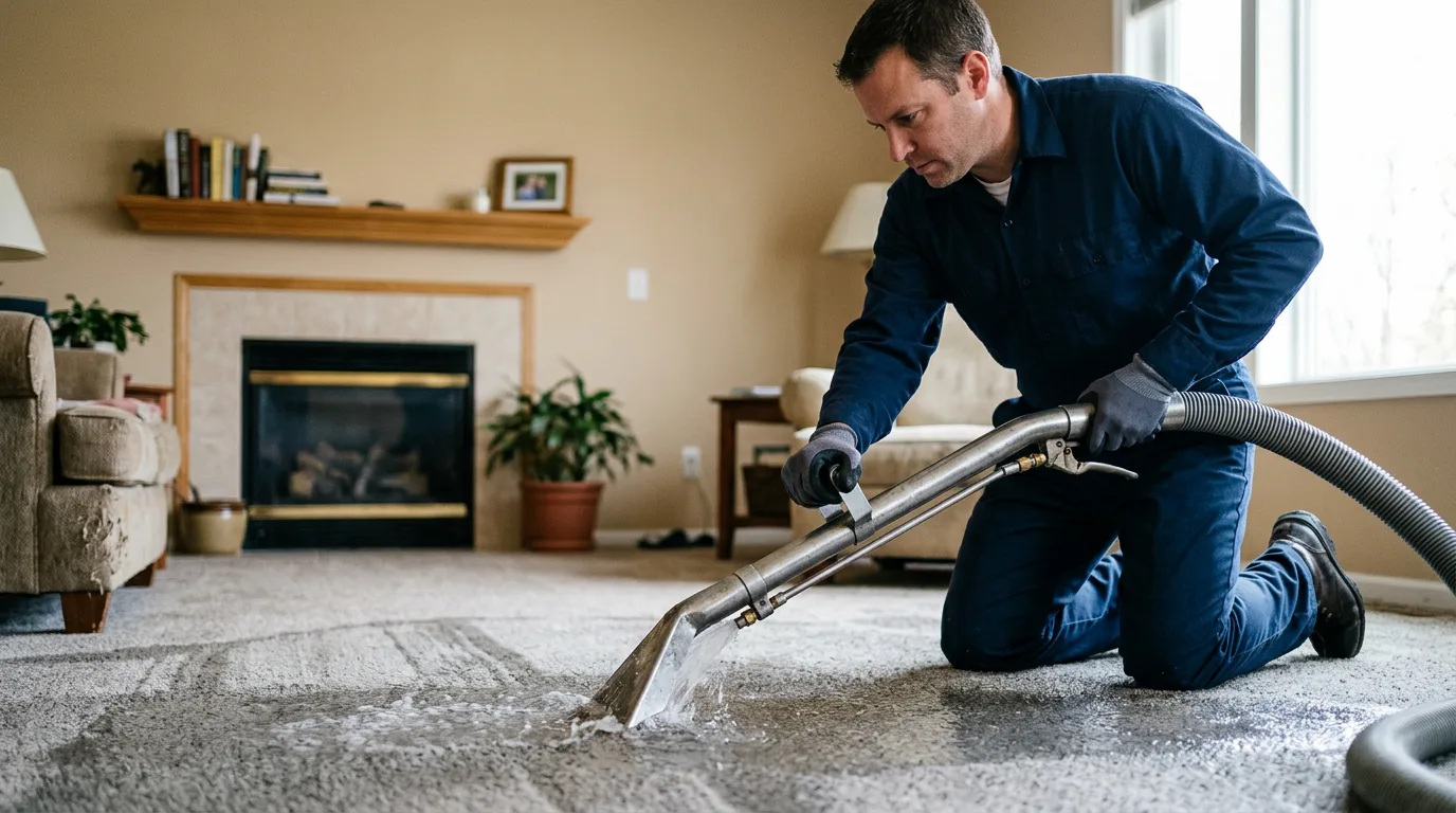 Water damage restoration technician working near Hersey, MI